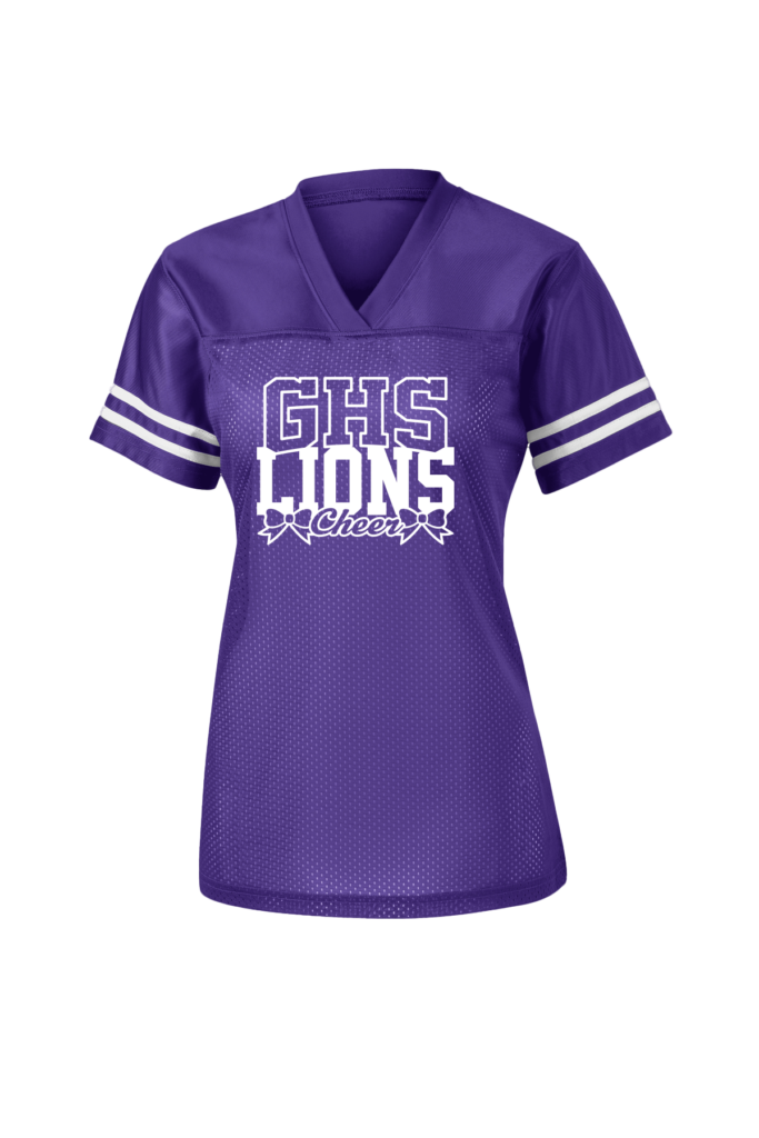 Jerseys Cheer T-Shirts Purple White Lions Cheerleading