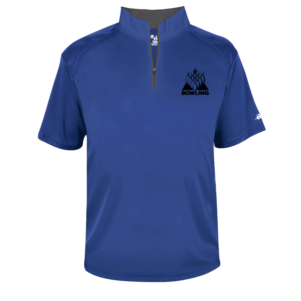 Blue Quarter Zip Shirt with Bowling Logo