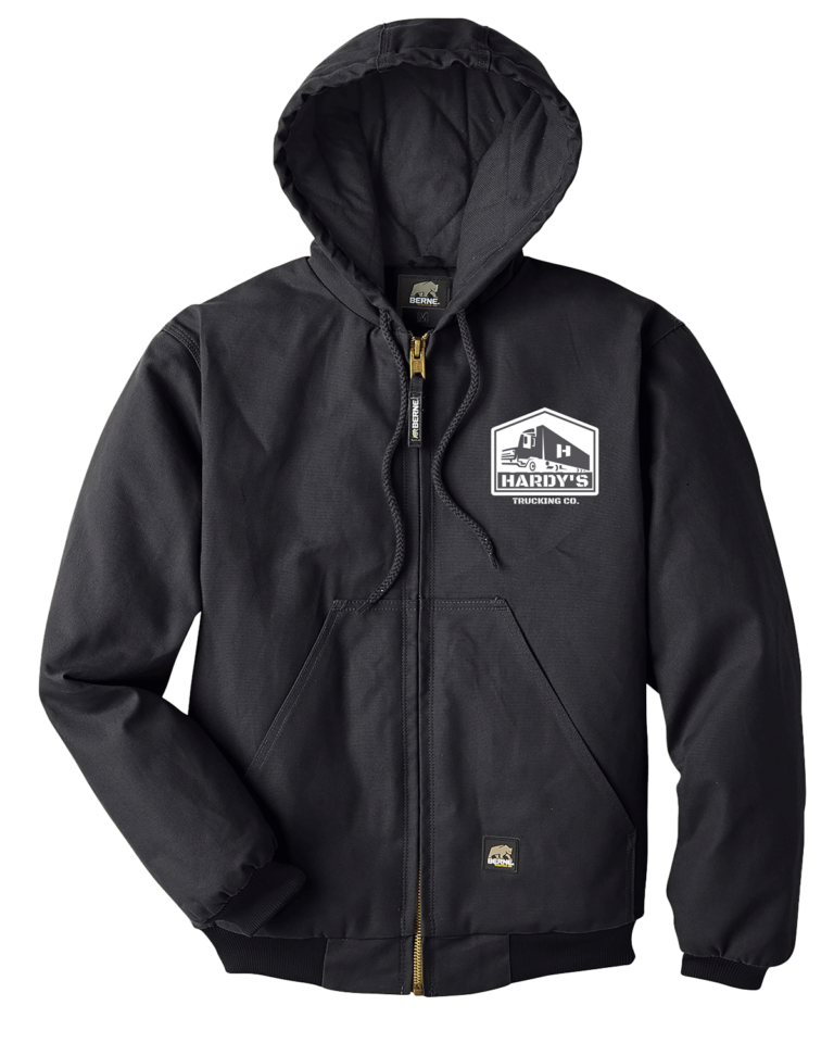 Black hooded zip up jacket from Berne