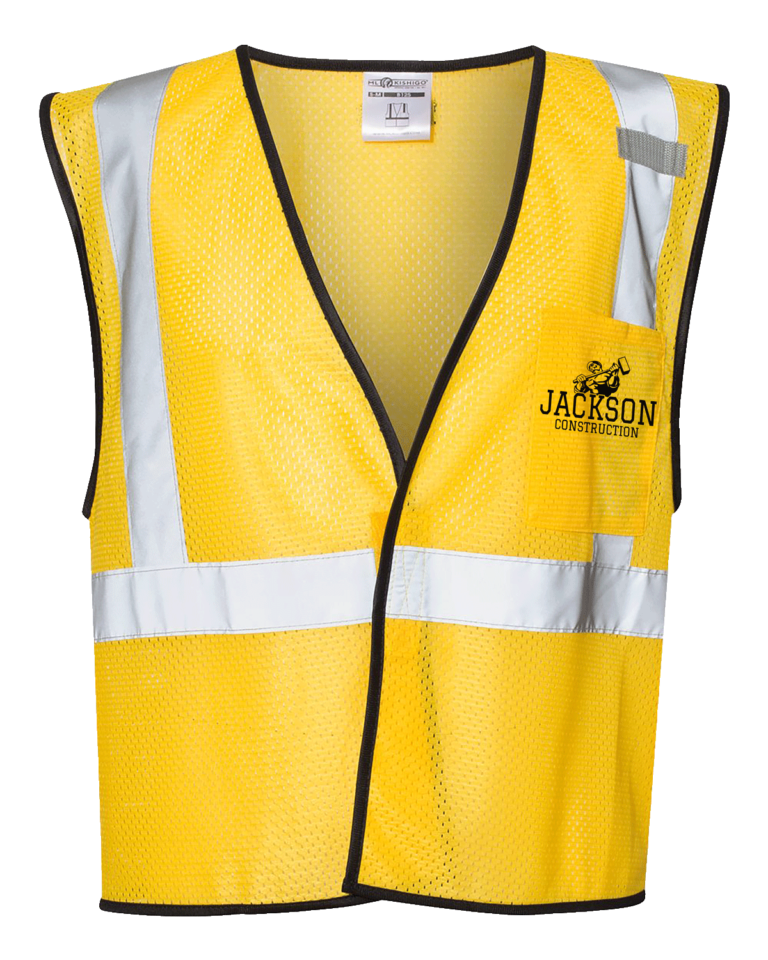 Yellow Enhanced Visibility Vests with reflective strips