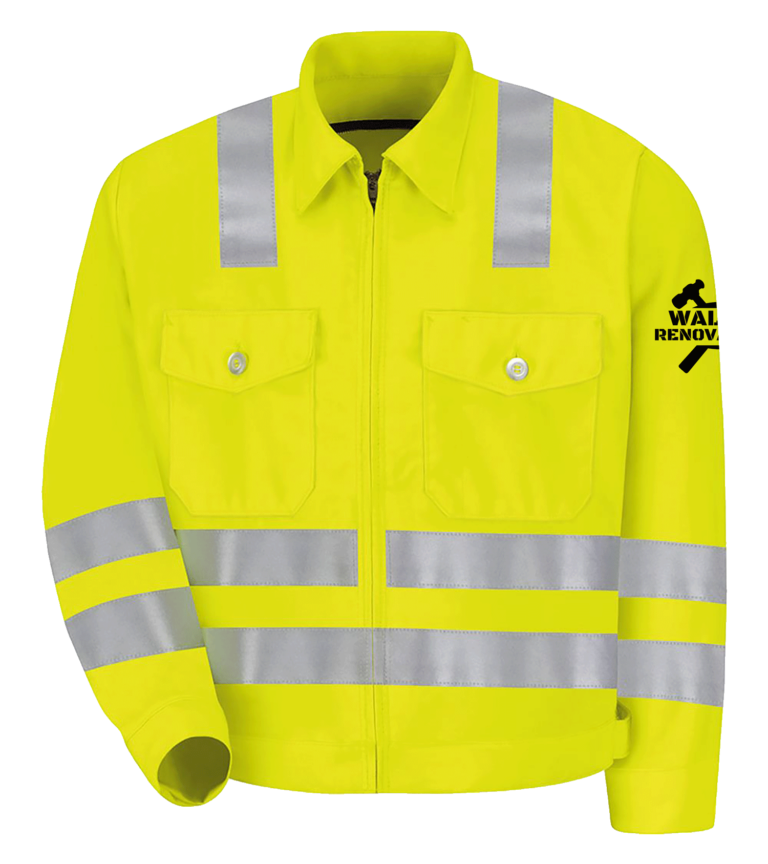 Red Kap button up work shirt yellow high vis with reflective strips and double chest pockets