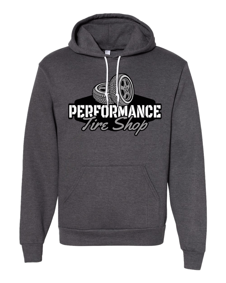 Gray made in the USA hoodie with white strings