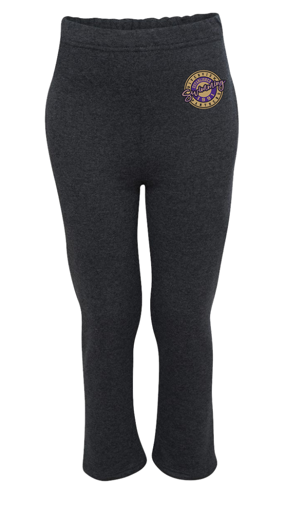 Nublend® Youth 50/50 Open Bottom Black Sweatpants with swimming logo